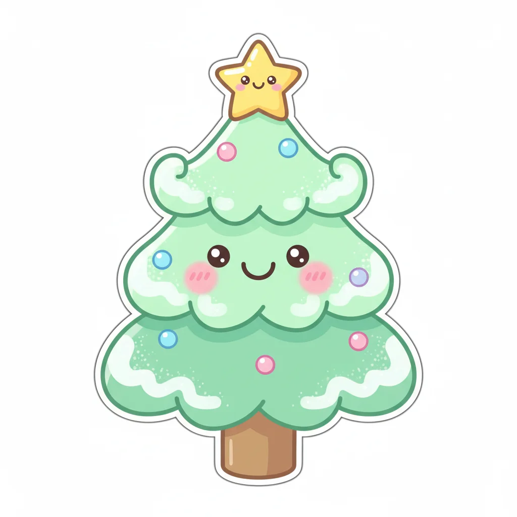 Kawaii Pine Tree — free clip art