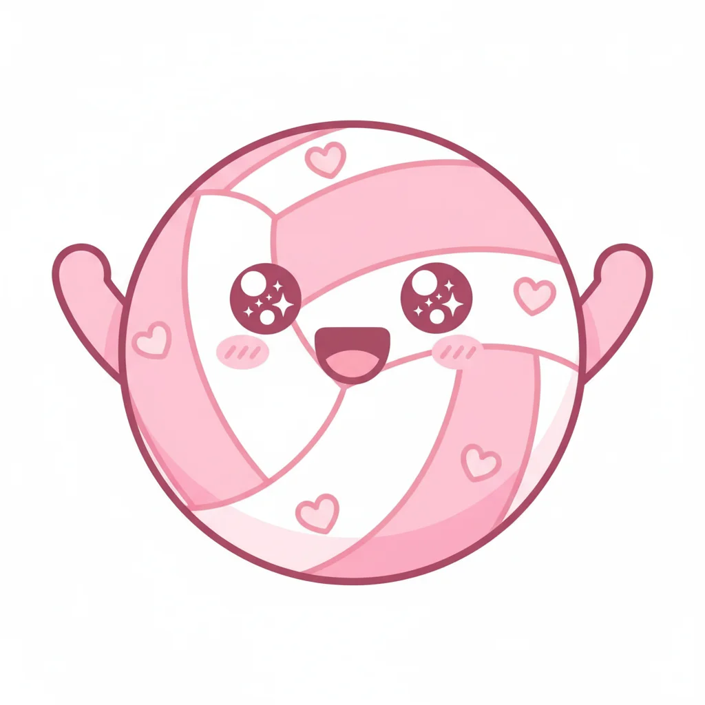 Kawaii Pink Volleyball Celebration — free clip art