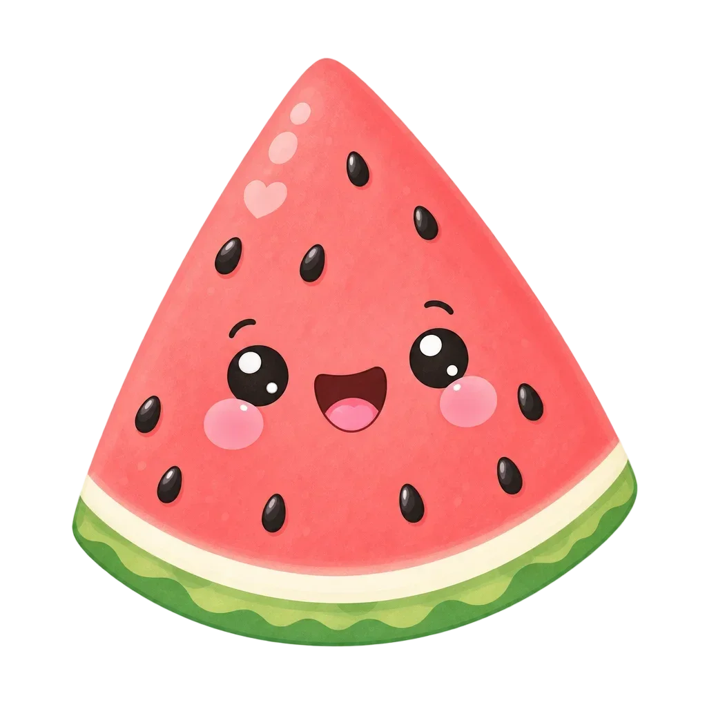 Kawaii Smiling Watermelon Slice — free clip art