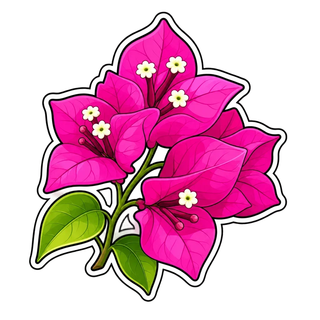 Bright Magenta Bougainvillea Bract Cluster Sticker — free clip art