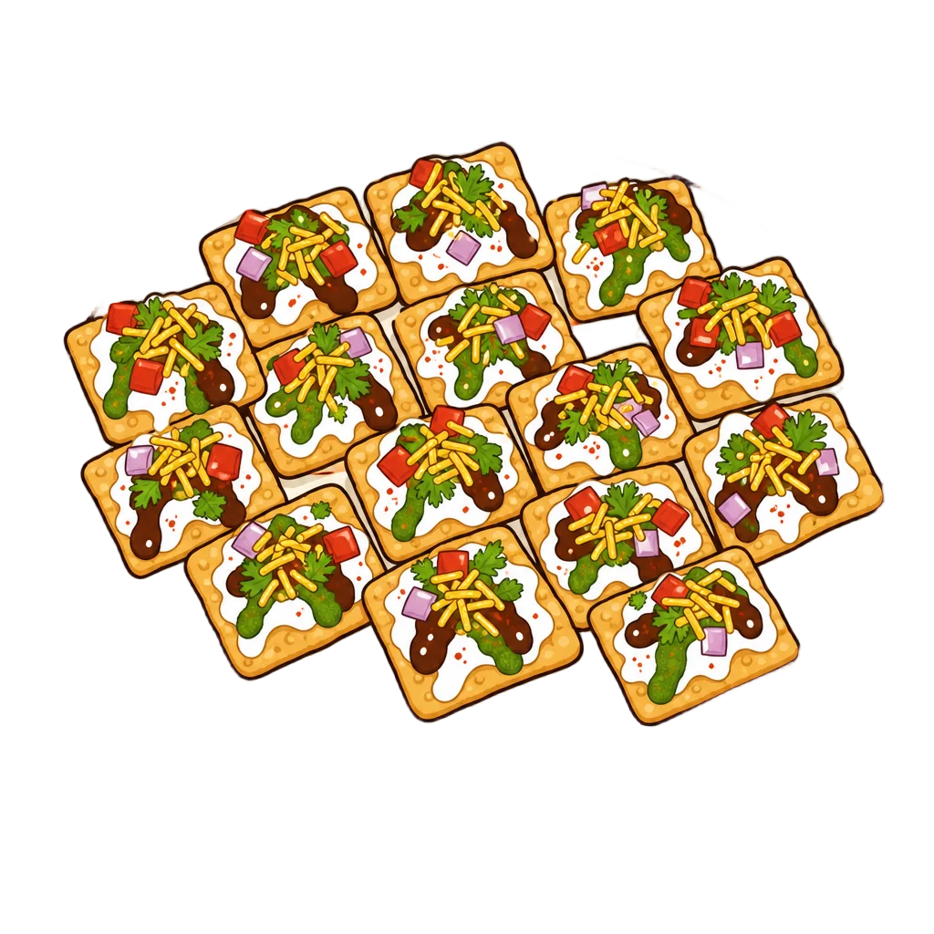 Mini Square Papri Chaats on Plate — free clip art
