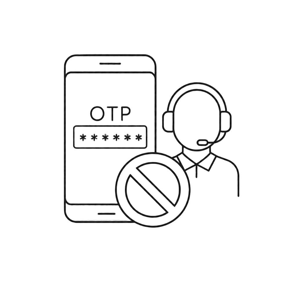 Never Share Your OTP Outline — free clip art