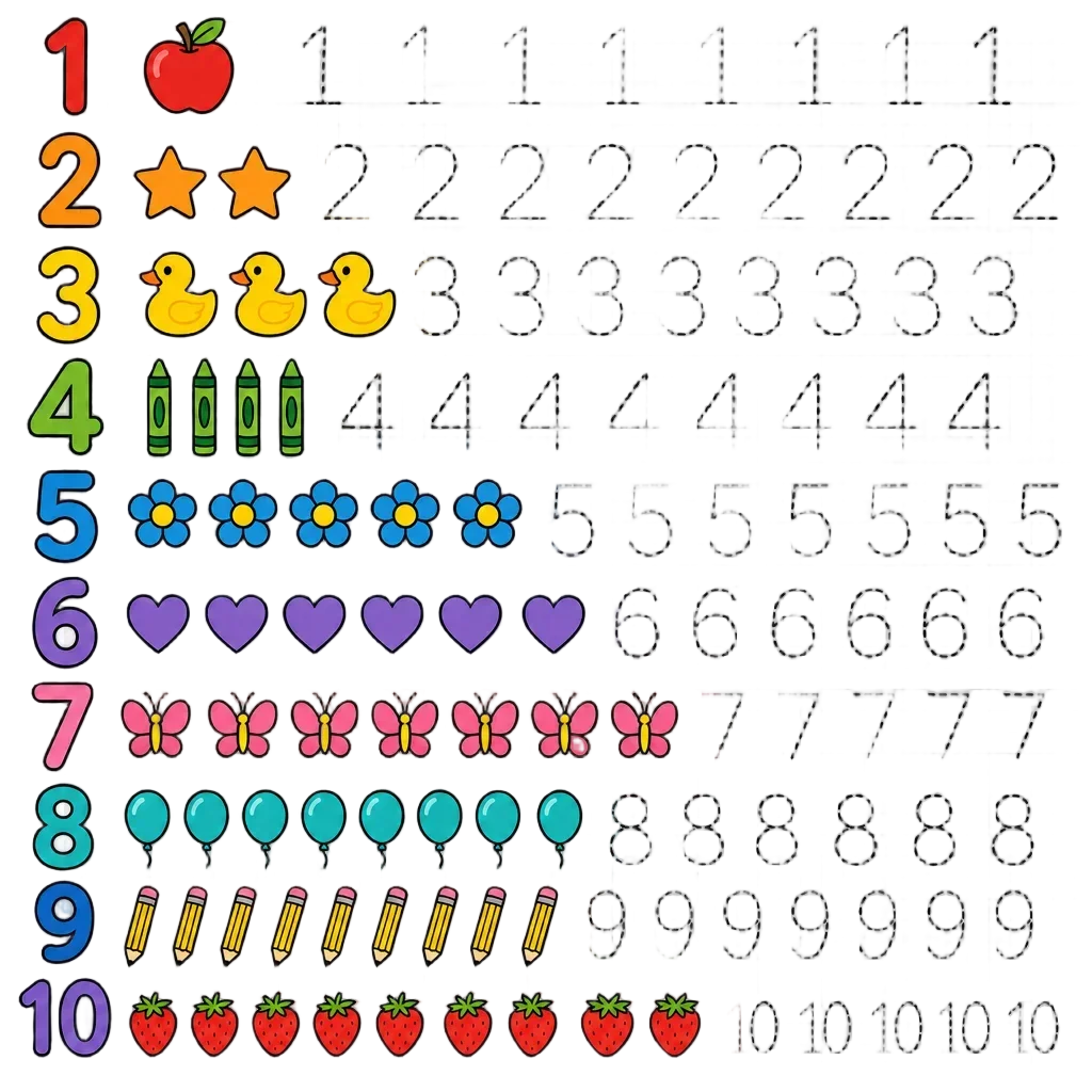 Number Tracing Worksheet 1-10 — free clip art