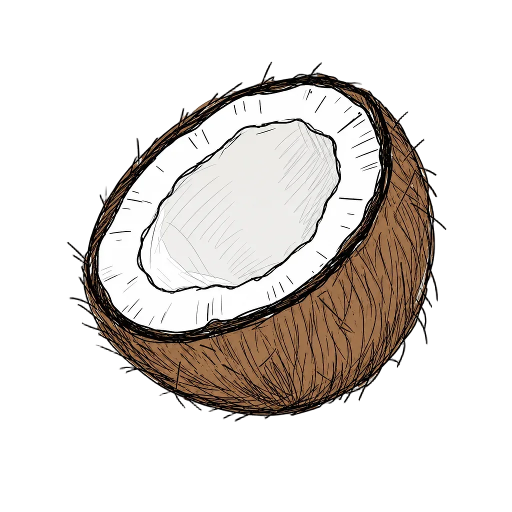 Open Coconut Doodle — free clip art