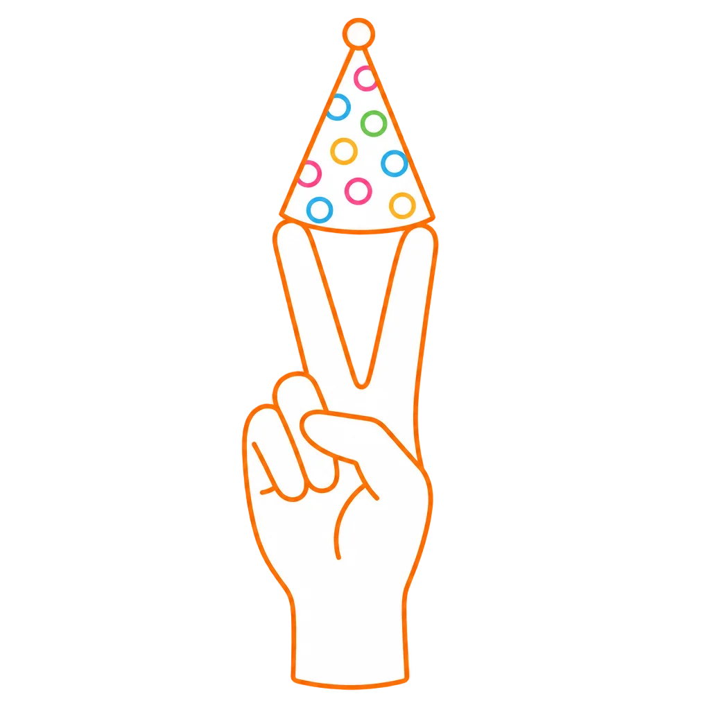 Orange Hand Peace Sign Party Hat — heart clip art