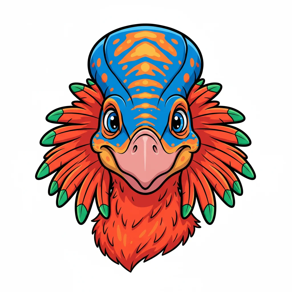Oviraptor close-up portrait, distinctive toothless beak, prominent head crest, e — free clip art