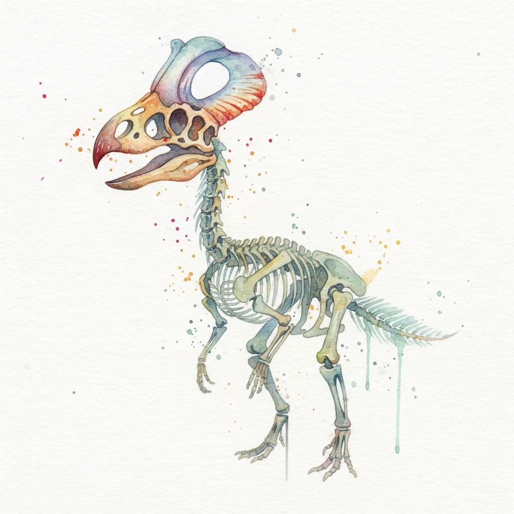 Oviraptor skeleton showing unusual toothless skull, beak structure, and crest an — free clip art