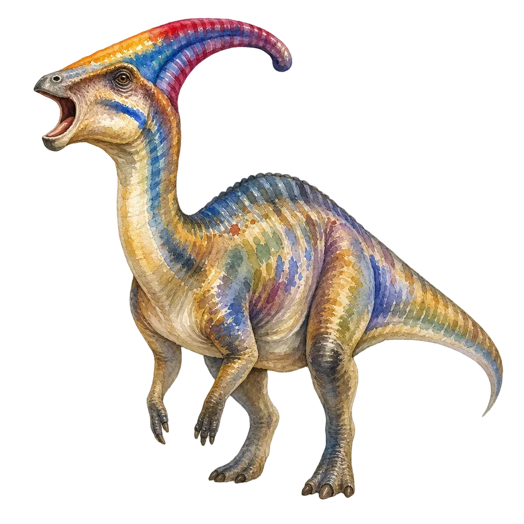 Parasaurolophus Watercolor Dinosaur Illustration — free clip art