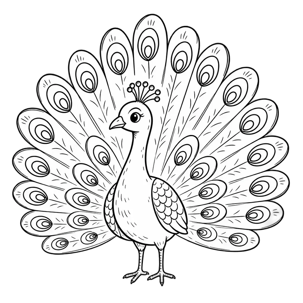 Peacock Outline Coloring Page — free clip art