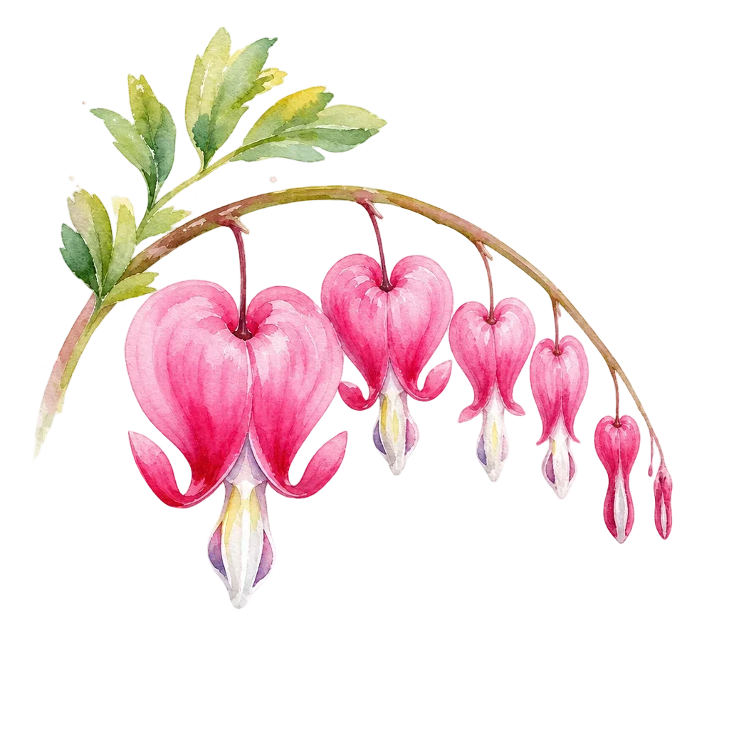 Pink Bleeding Heart Watercolor Flower — free clip art