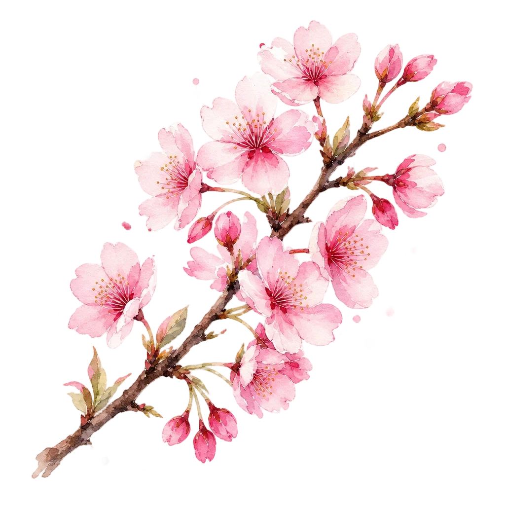 Delicate Pink Cherry Blossom Branch Watercolor — free clip art