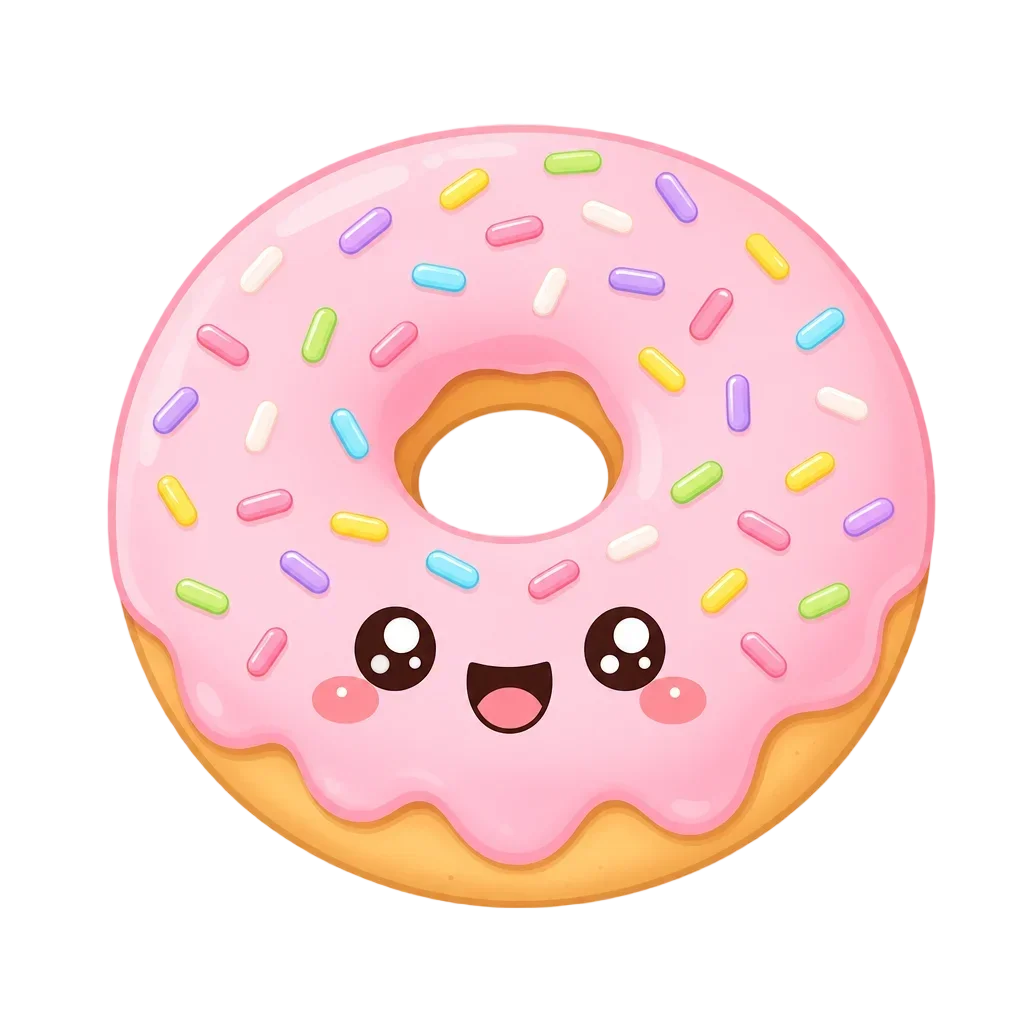 Pink Frosted Donut with Rainbow Sprinkles — free clip art