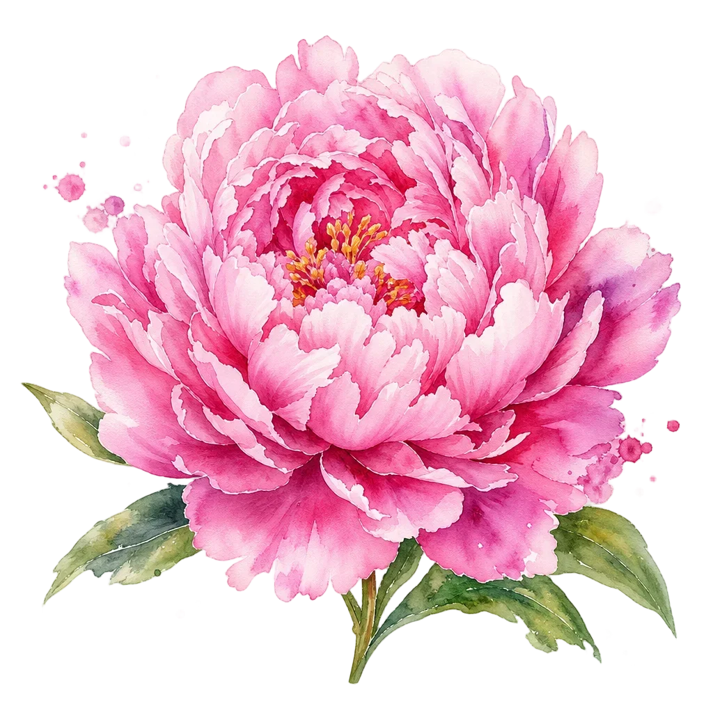 Pink Peony in Full Bloom - Watercolor Illustration — free clip art