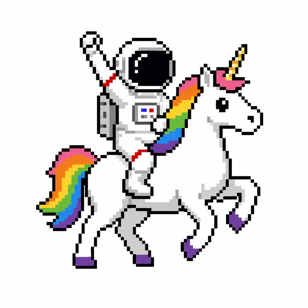 Pixel Astronaut Riding Unicorn — free clip art