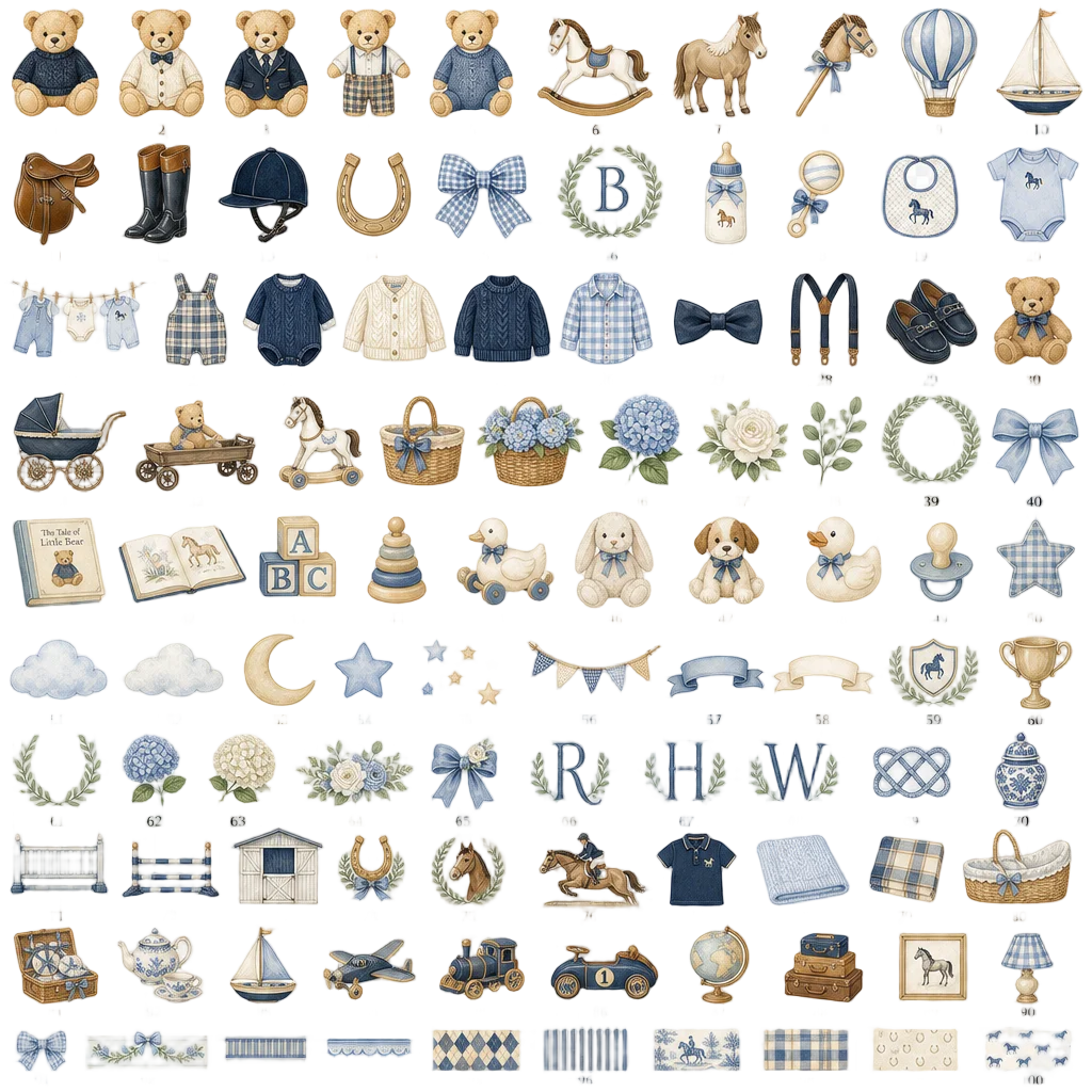 Preppy Equestrian Baby Shower Collection — free clip art