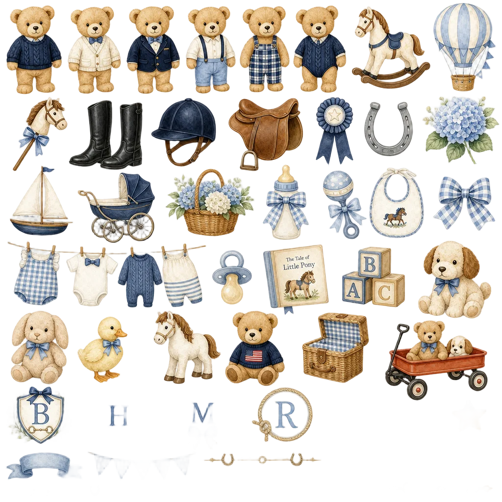 Preppy Equestrian Baby Shower Collection — free clip art