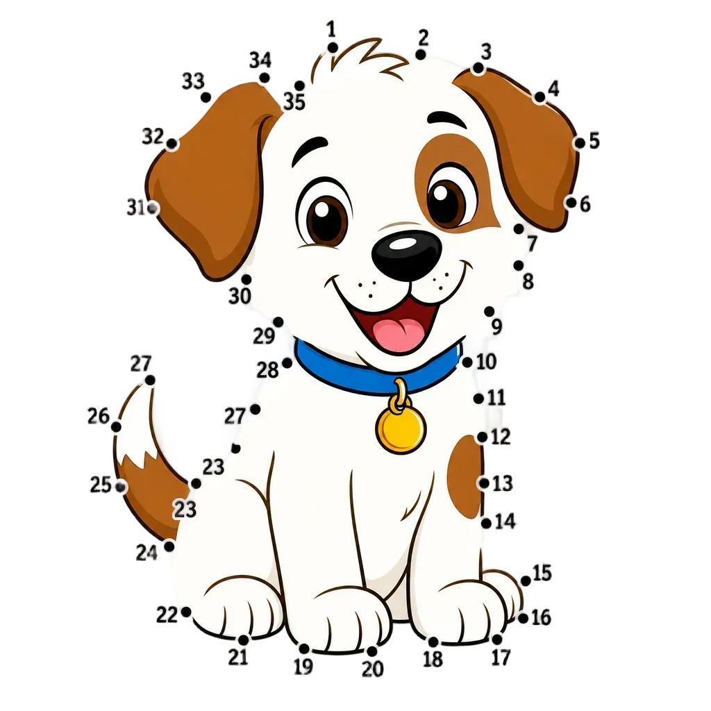 Puppy Connect-the-Dots Worksheet — free clip art