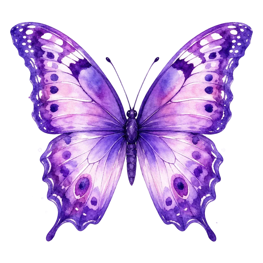 Purple Butterfly Watercolor Wings — free clip art