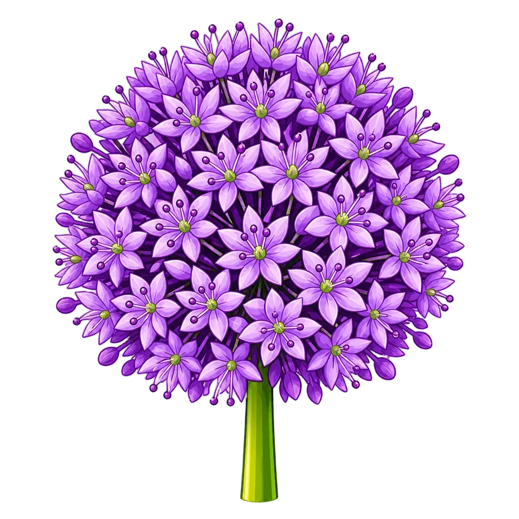 Purple Fluffy Allium Globe Cartoon — free clip art