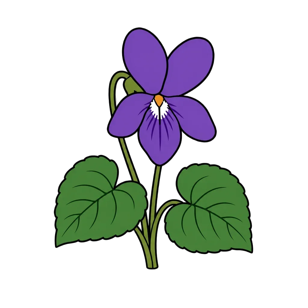 Purple Violet with Heart-Shaped Leaves — free clip art