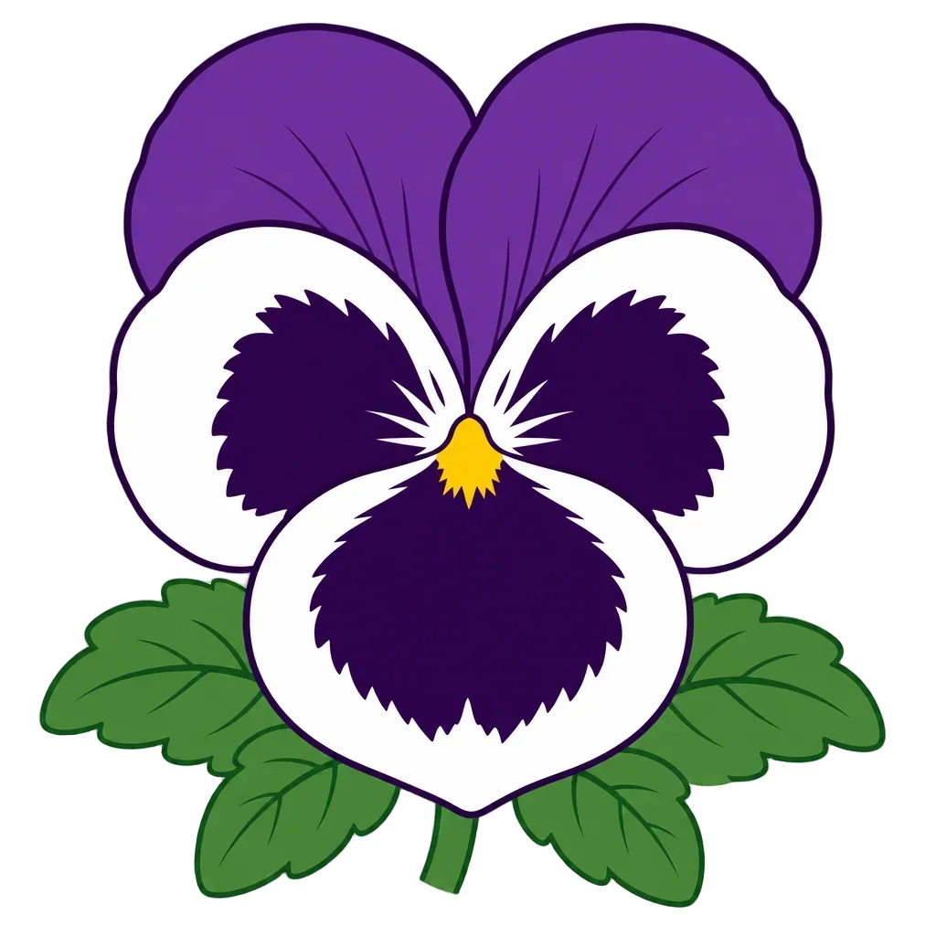 Purple and White Pansy with Heart Markings — free clip art