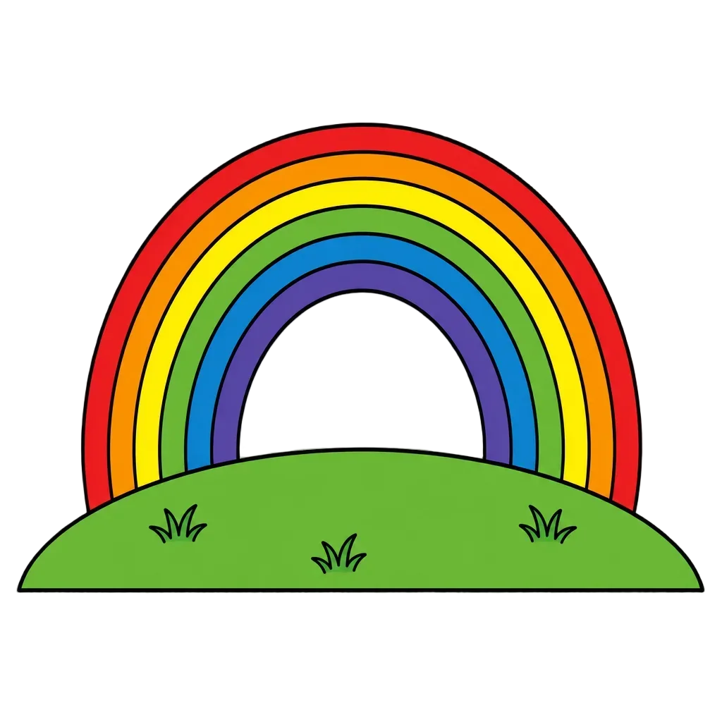 Rainbow Over Green Hill — free clip art