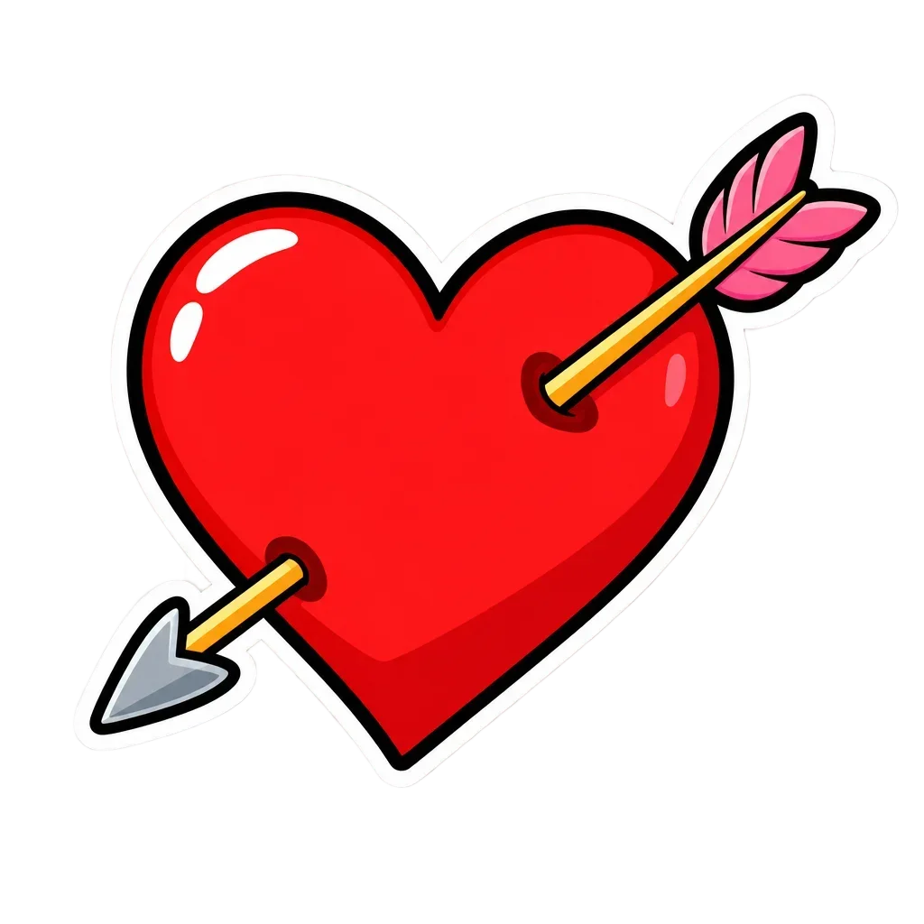 Red Heart with Arrow Valentine's Day Sticker — free clip art