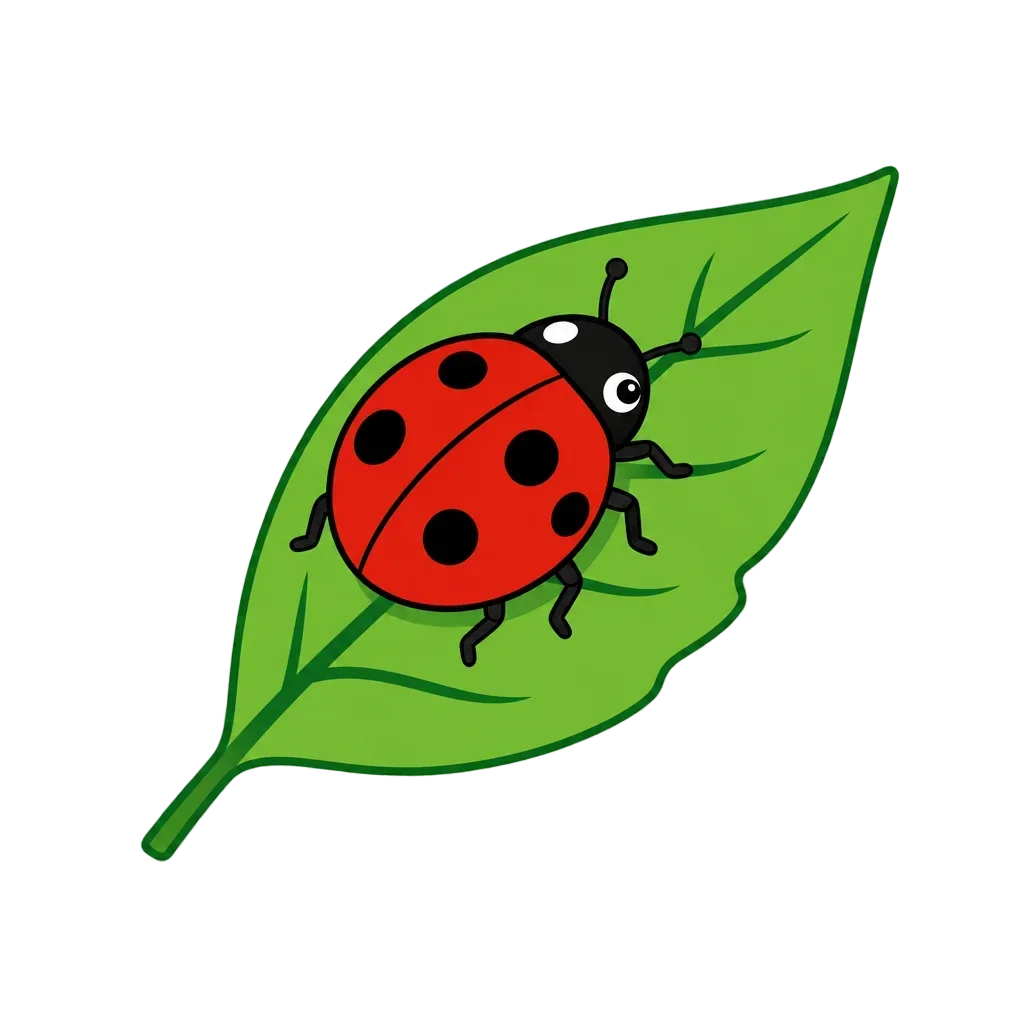 Red Ladybug with Black Spots on Leaf — free clip art