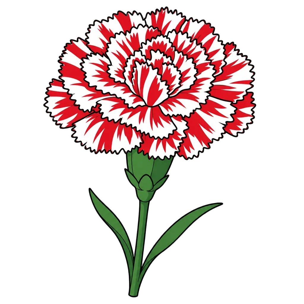 Red and White Striped Carnation Flower — free clip art