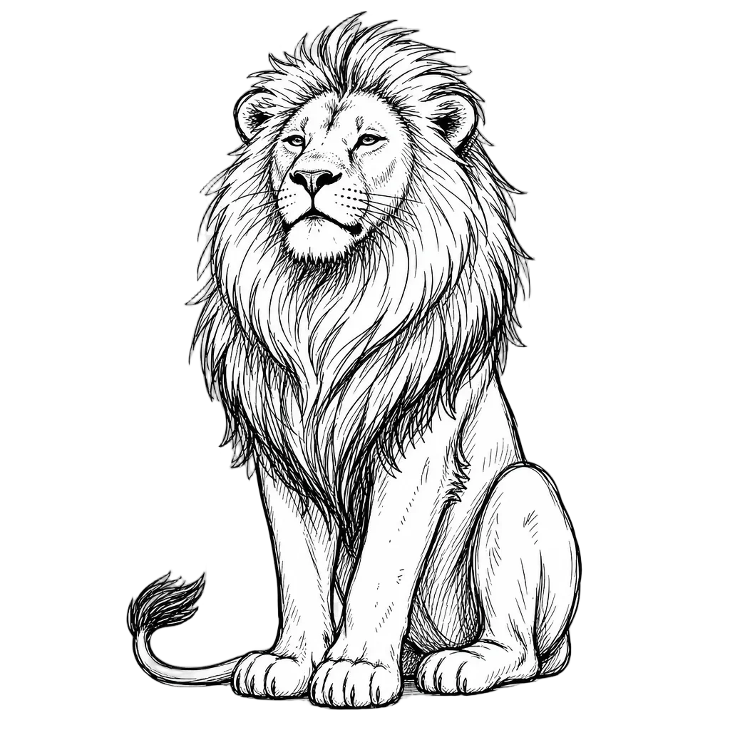 Regal Lion with Magnificent Mane Doodle — free clip art