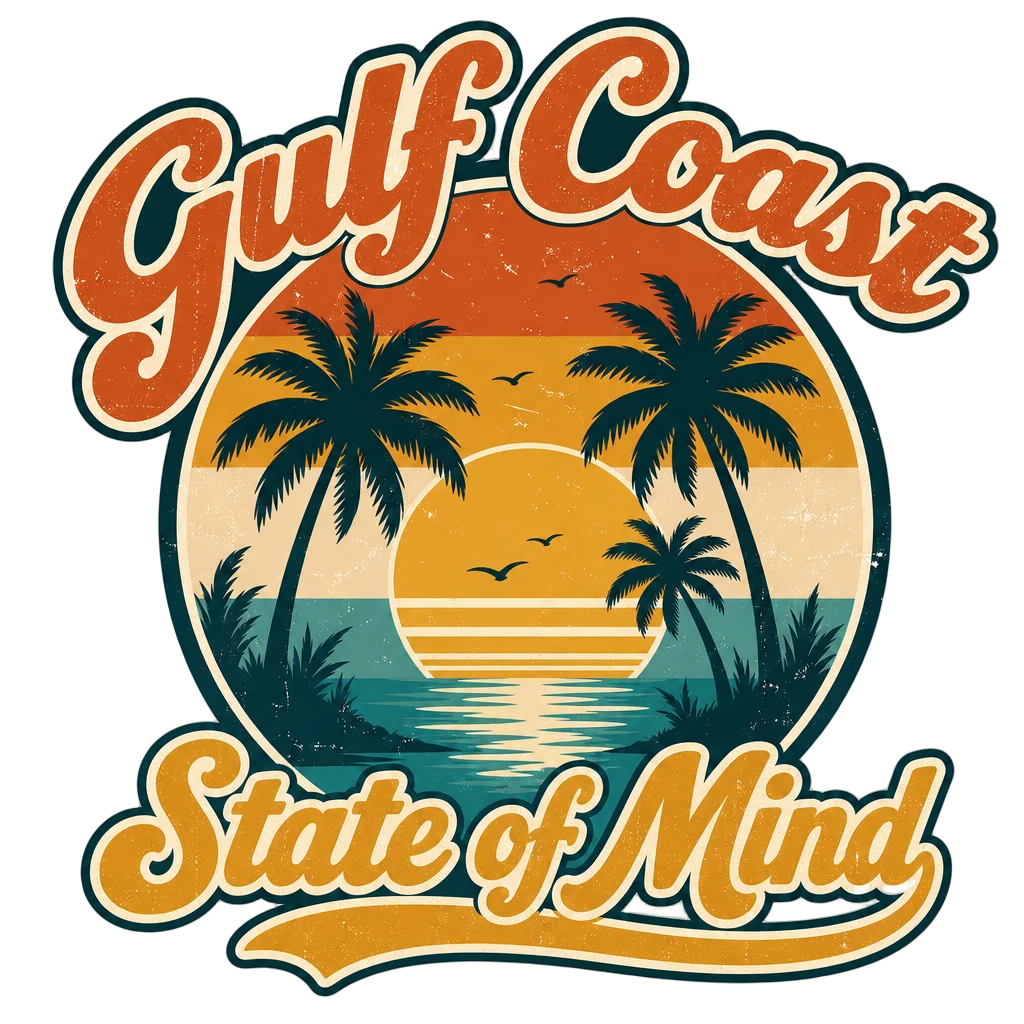 Retro Sunset Gulf Coast State reusable clip art