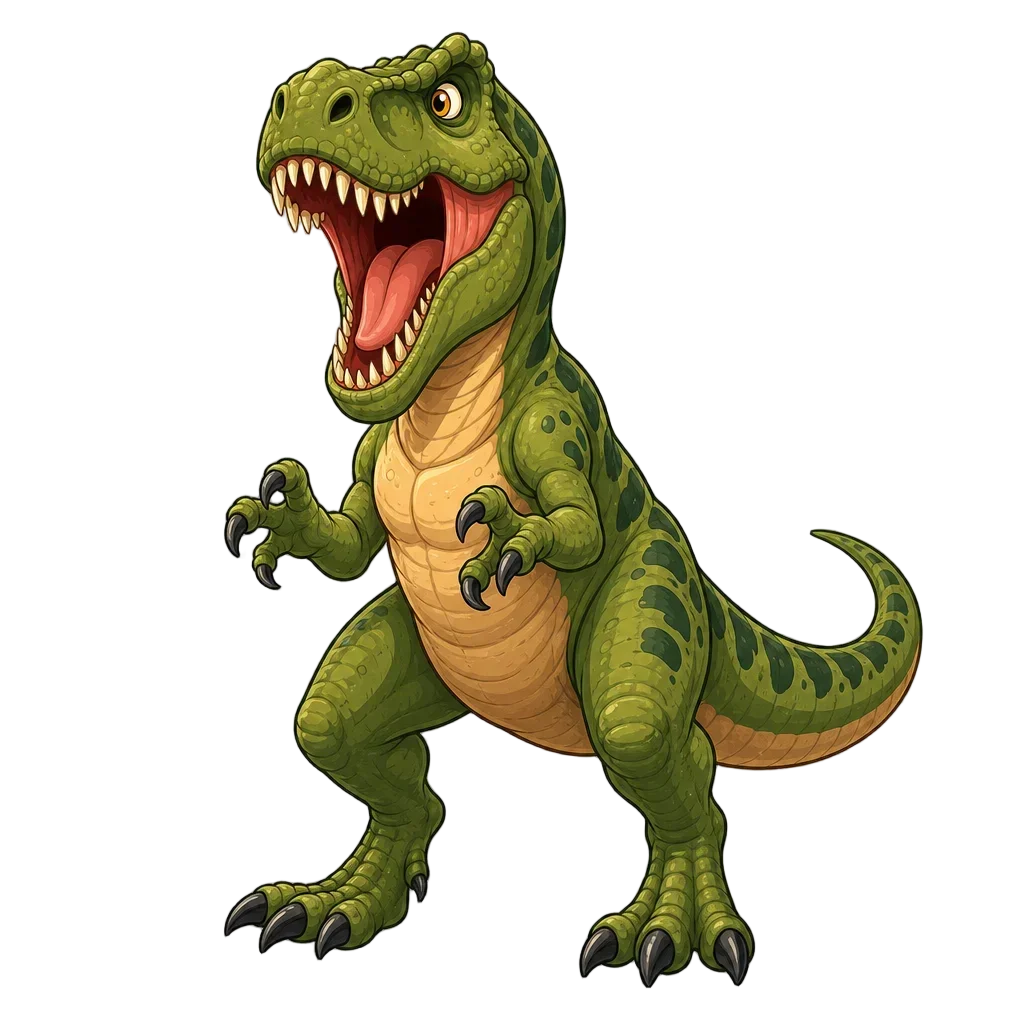 Roaring Cartoon Dinosaur in Jungle — free clip art