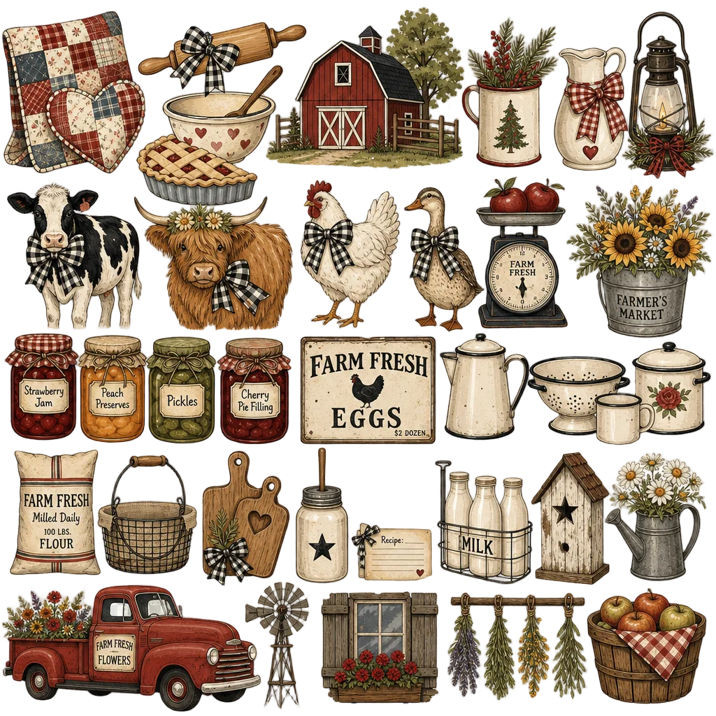 Rustic Kitchen Baking Set — free clip art