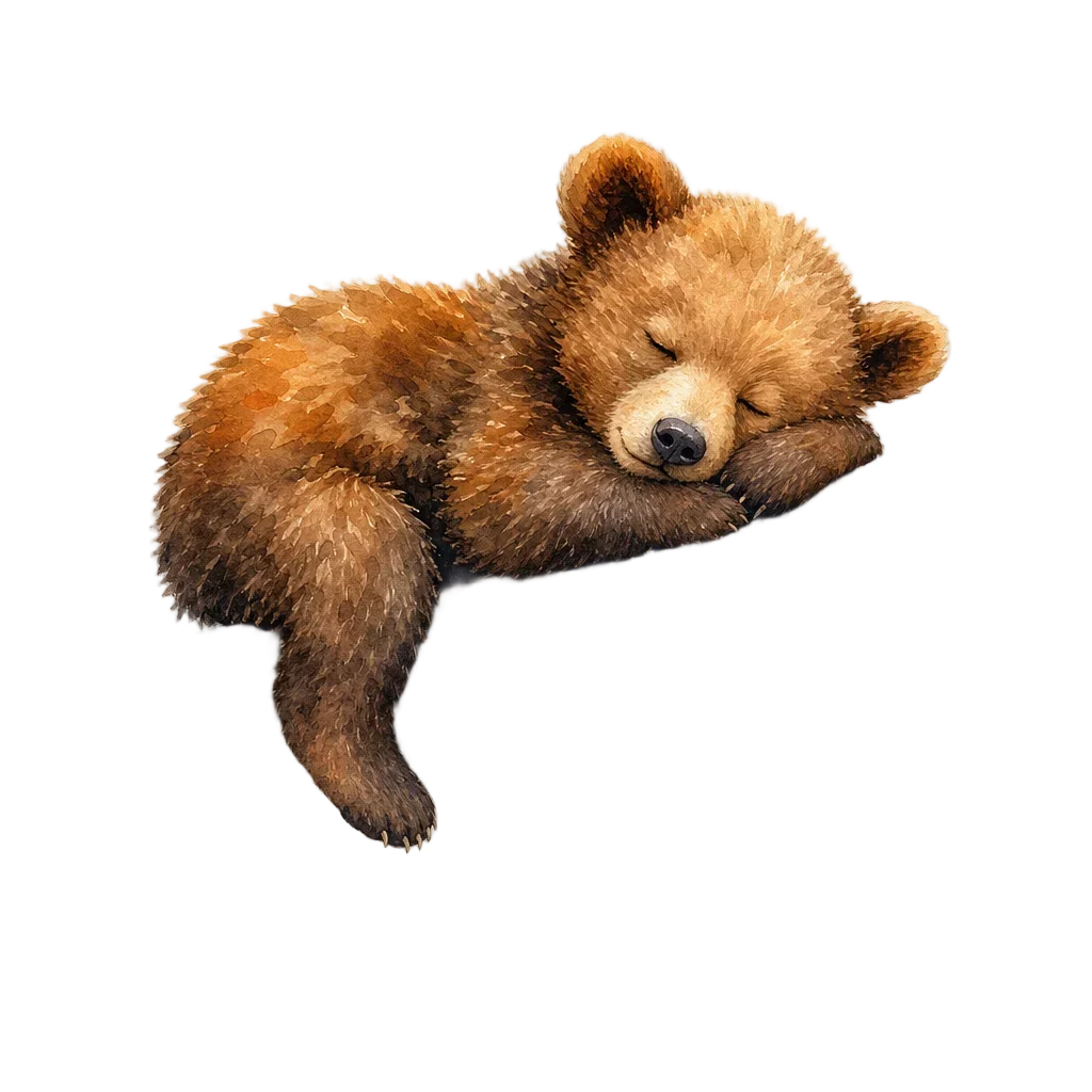 Sleeping Baby Bear Cub Watercolor — free clip art