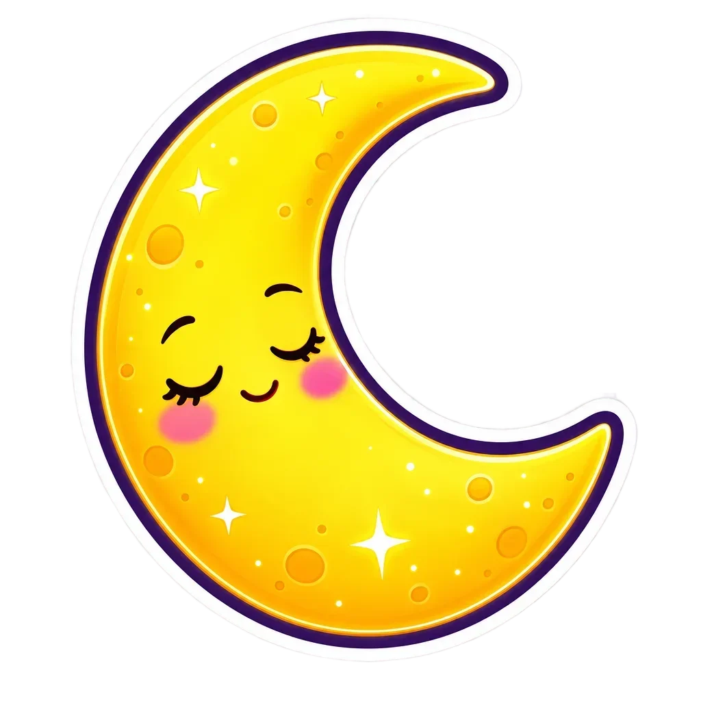 Sleepy Crescent Moon Sticker — free clip art