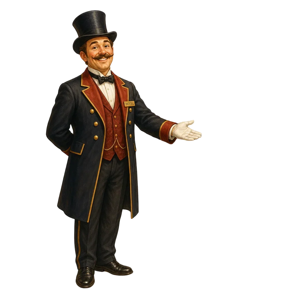Smiling Hotel Doorman in Top Hat — free clip art