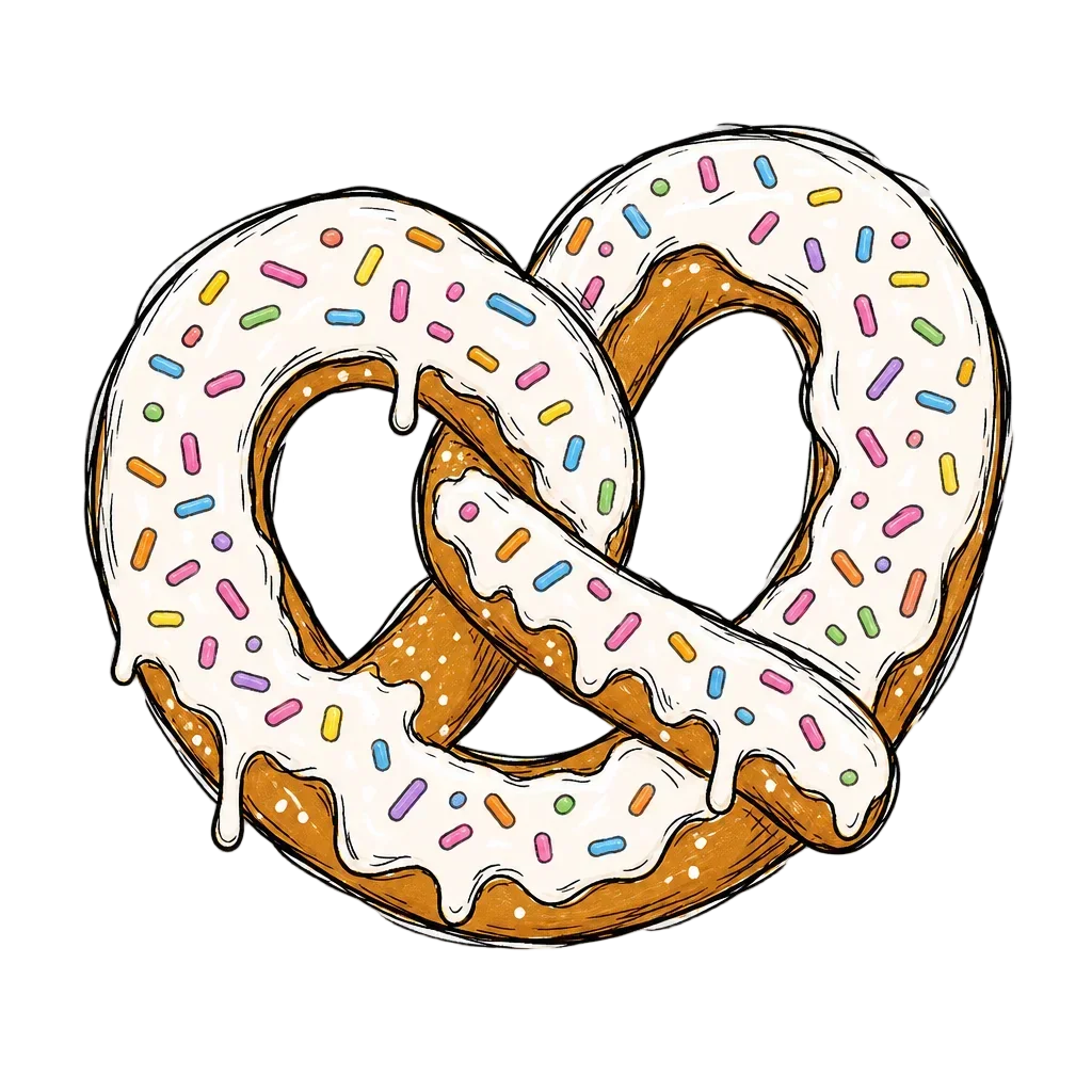 Soft Pretzel with Icing and Sprinkles Doodle — free clip art