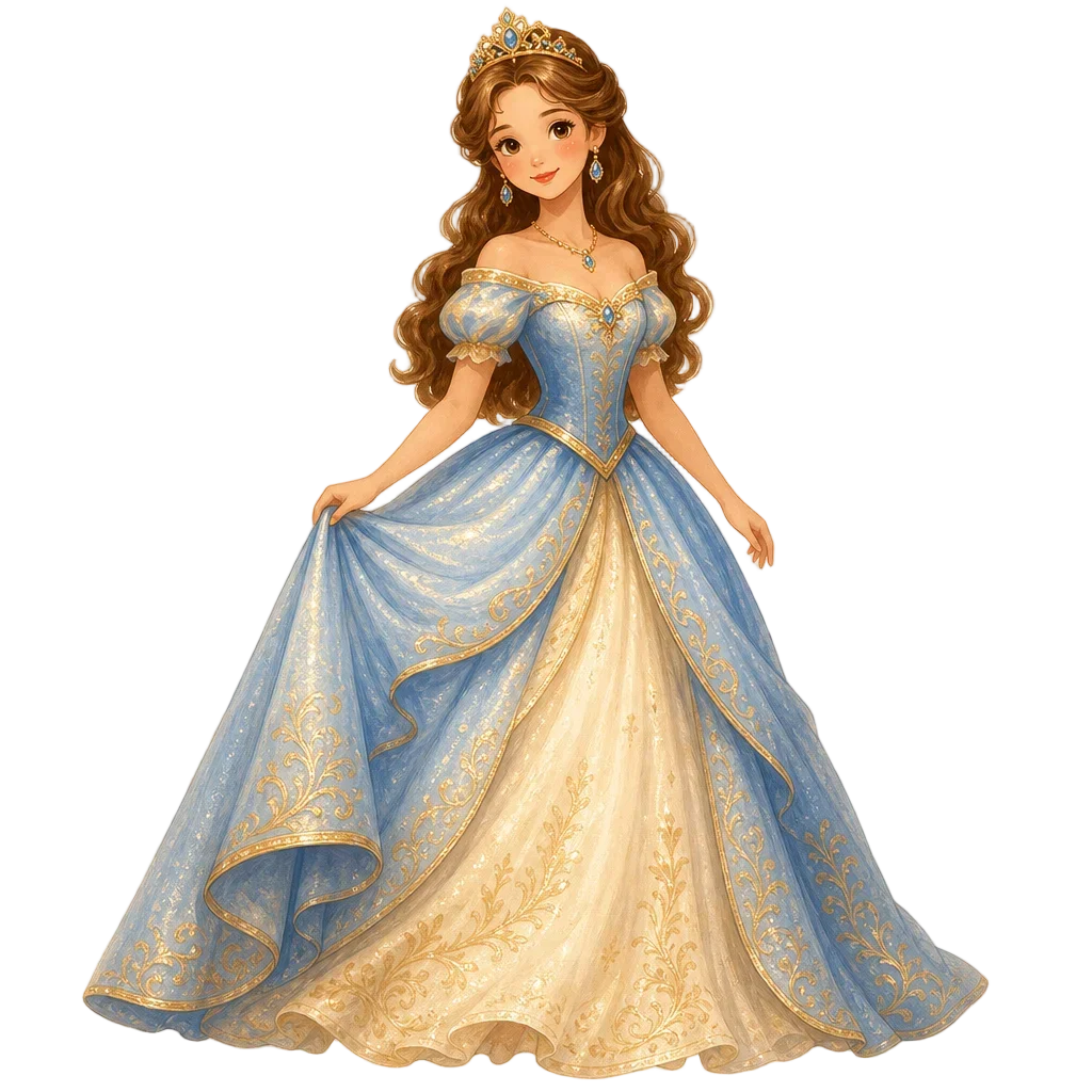 Storybook Princess in Ballgown and Tiara — free clip art