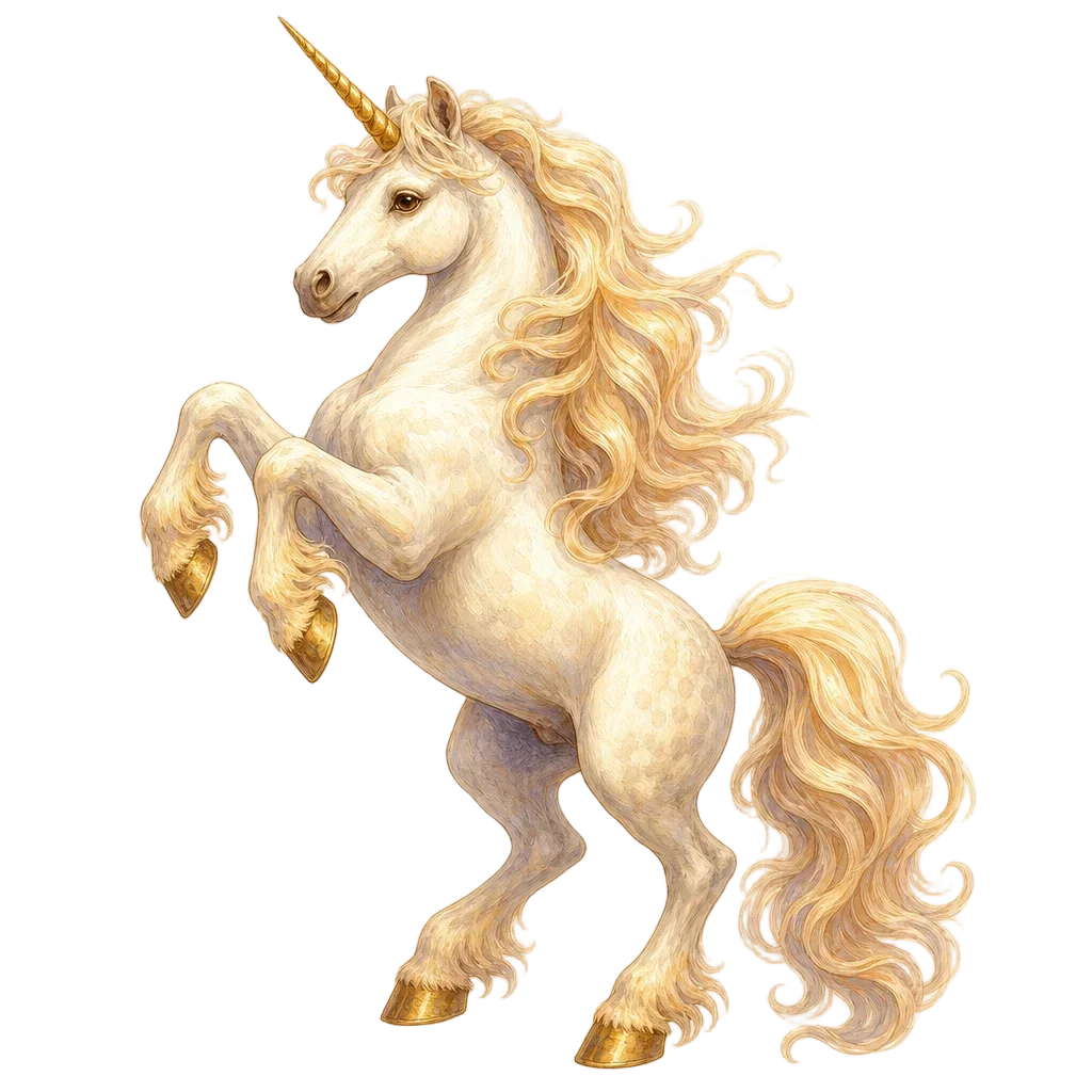 Storybook Unicorn Rearing Up — free clip art