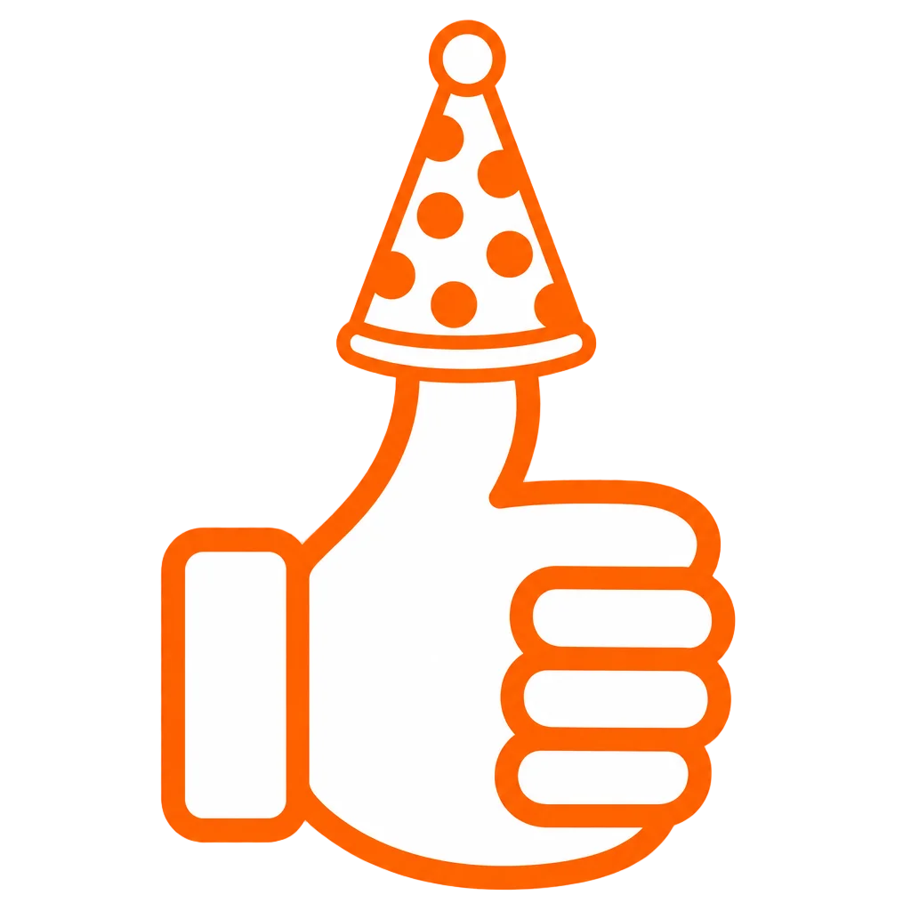 Thumbs Up Hand with Party Hat — heart clip art