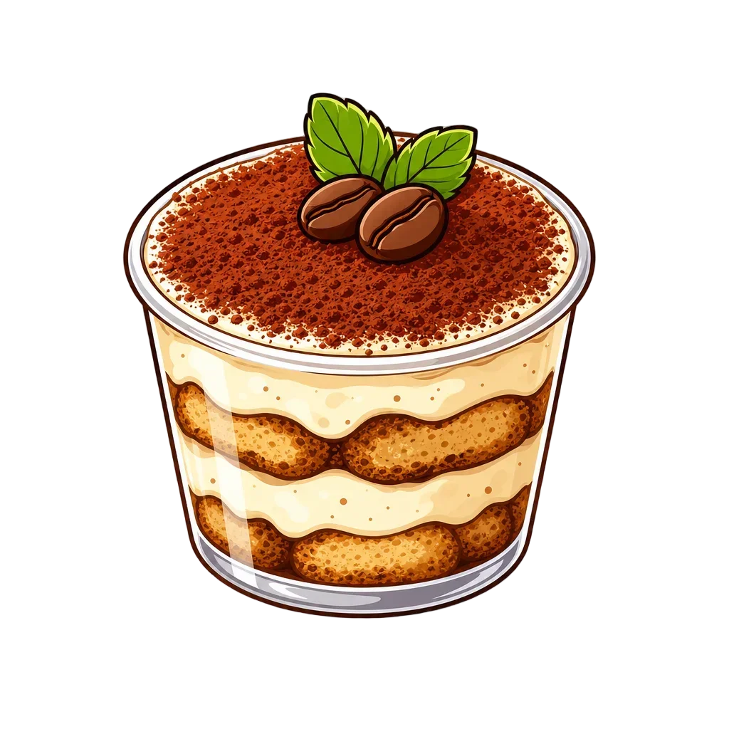 Tiny Tiramisu Cup Cartoon Illustration — free clip art