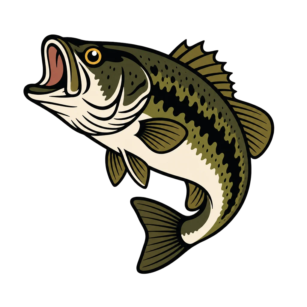 Traditional Tattoo Black Bass Fish — free clip art