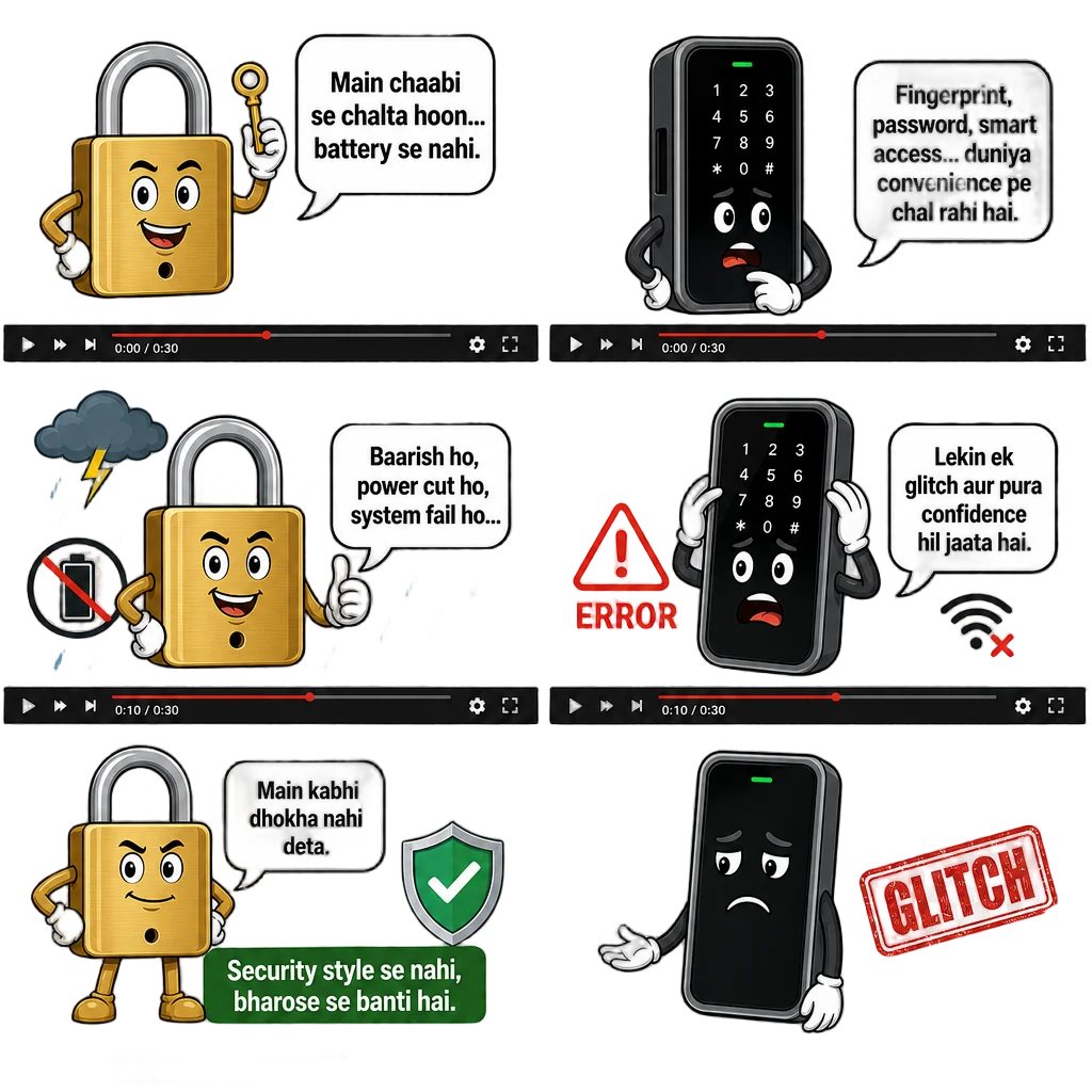 Traditional Versus Digital Lock — free clip art