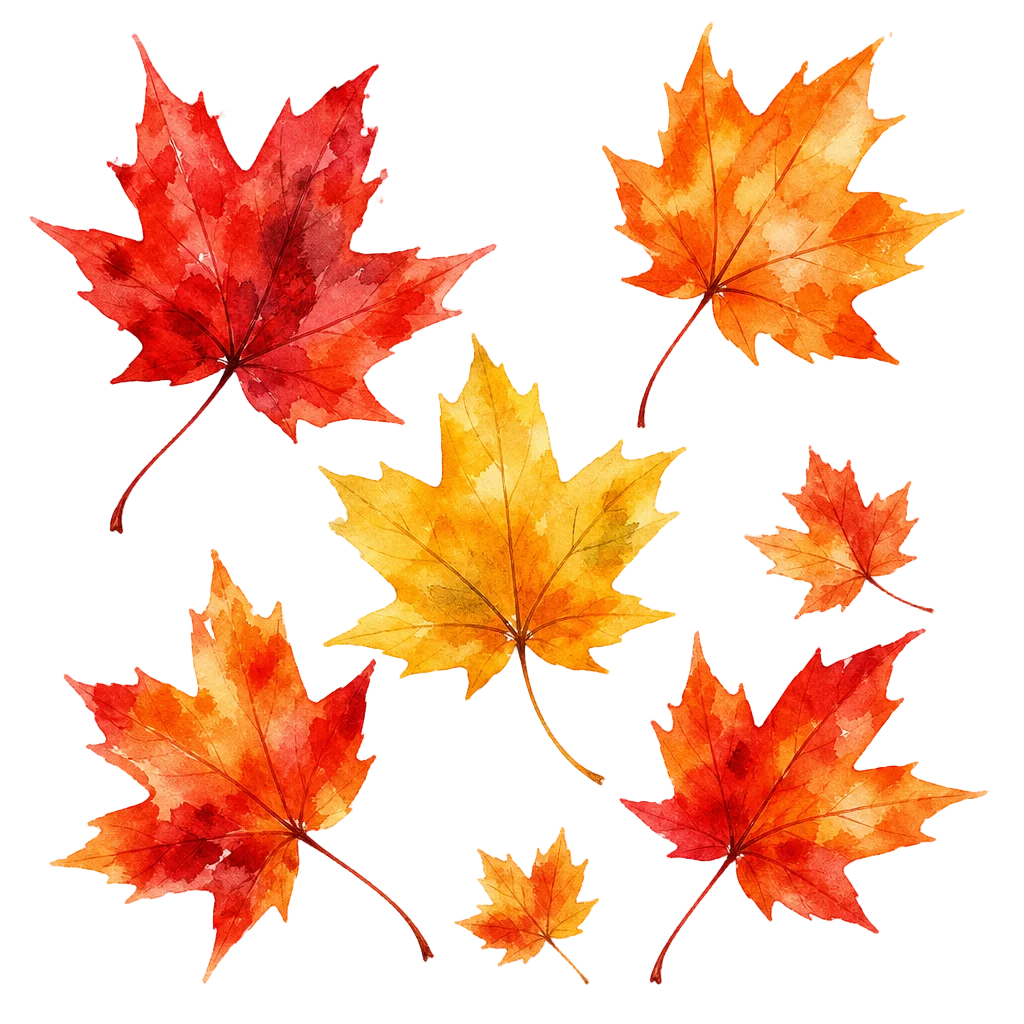 Tumbling Autumn Maple Leaves — free clip art