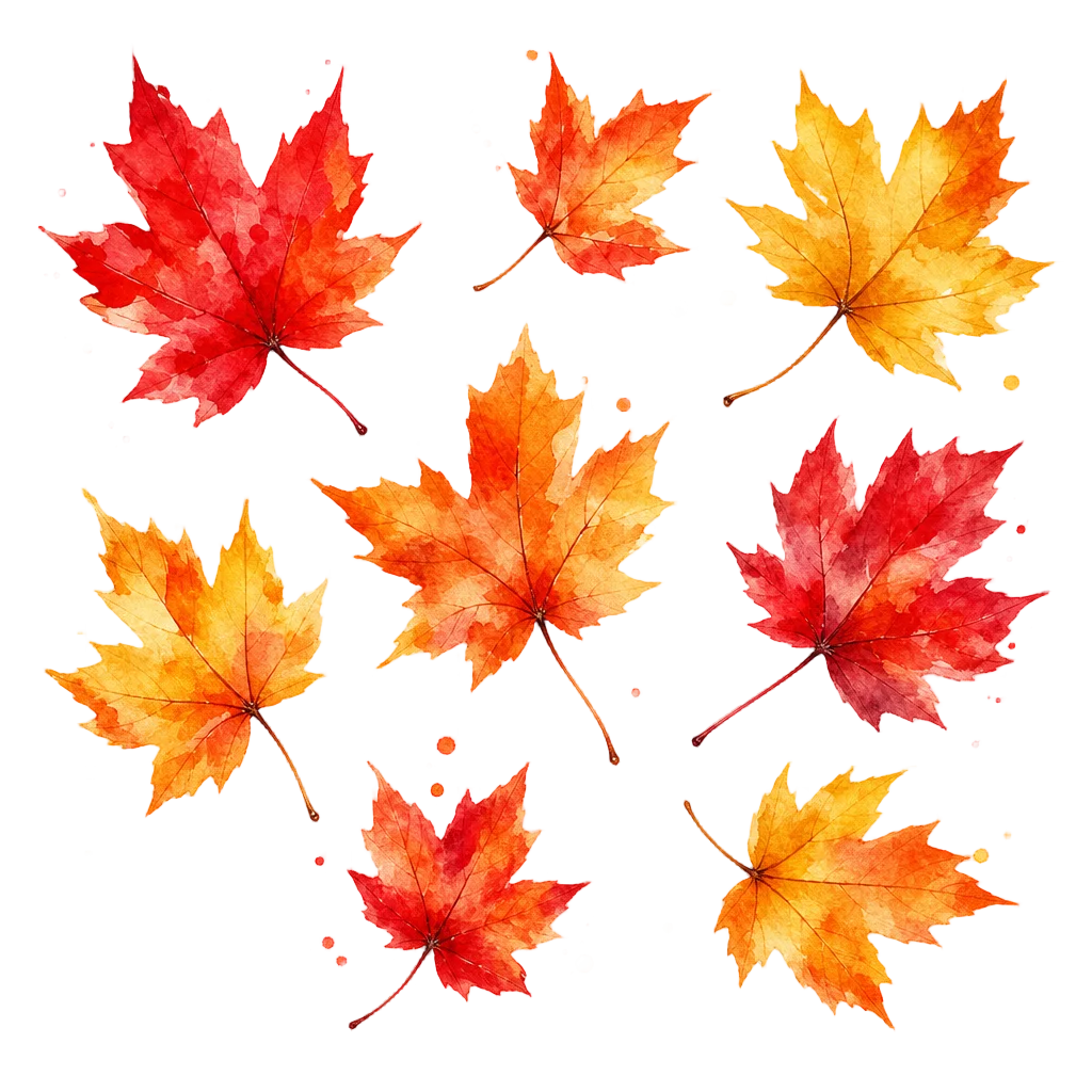 Tumbling Autumn Maple Leaves — free clip art