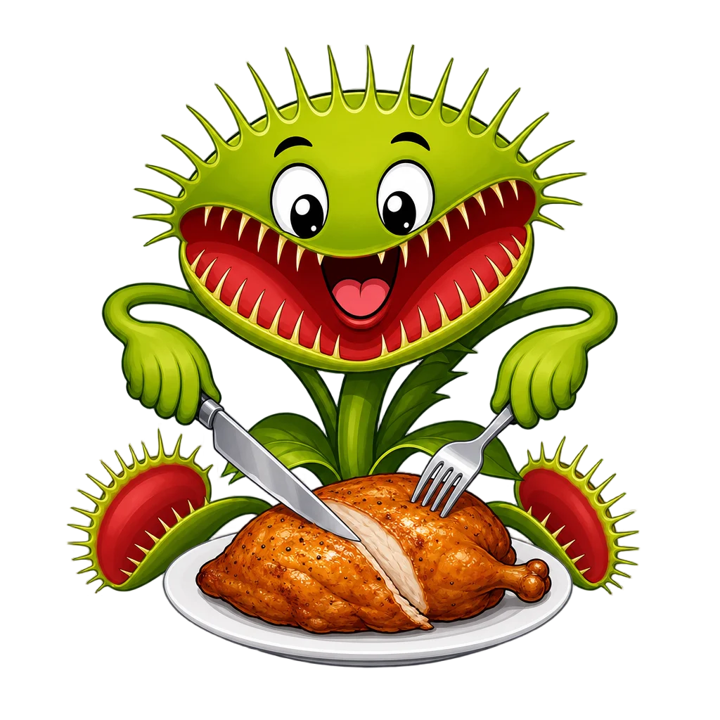 Venus Flytrap Eating Chicken — flower clip art