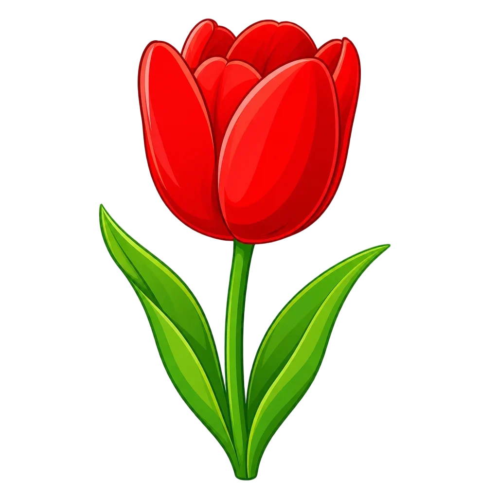 Vibrant Red Cartoon Tulip — free clip art