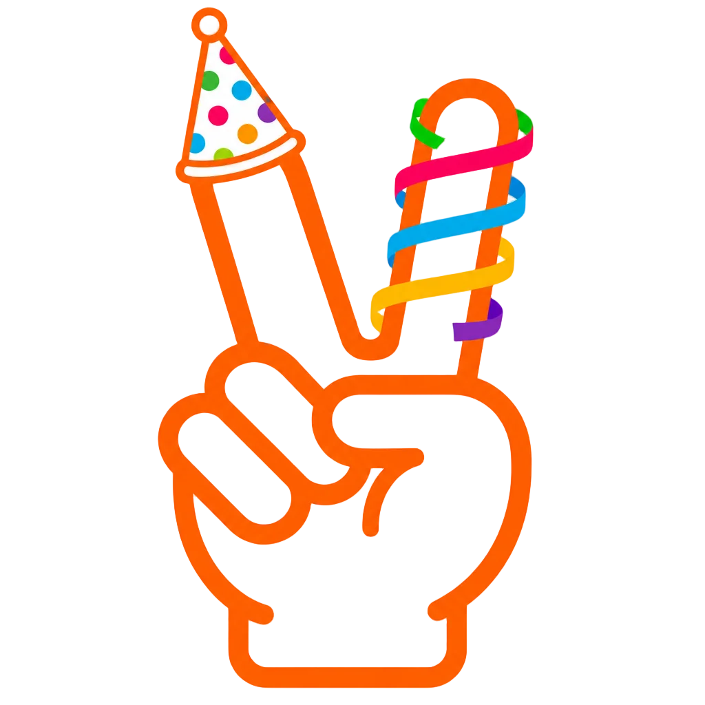 Victory Hand with Party Hat — heart clip art
