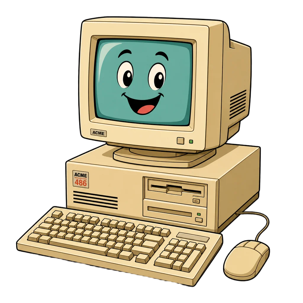 Vintage Desktop Computer with CRT Monitor — free clip art