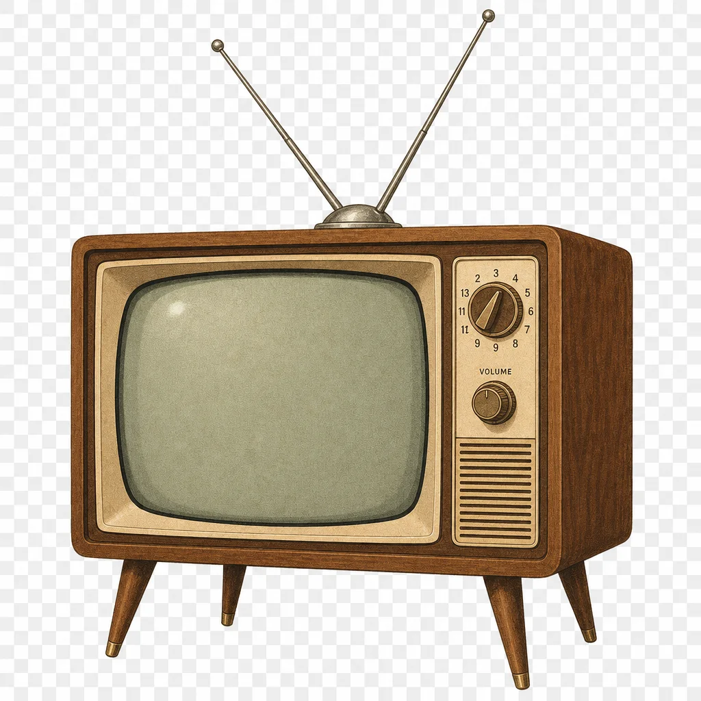 Vintage Television Set with Bunny Ears — free clip art